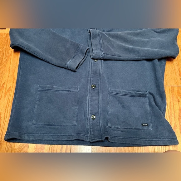 Men’s XXL Navy Blue 80/20 Cotton Poly RVCA Cardigan Sweatshirt Sweater - Picture 6 of 16